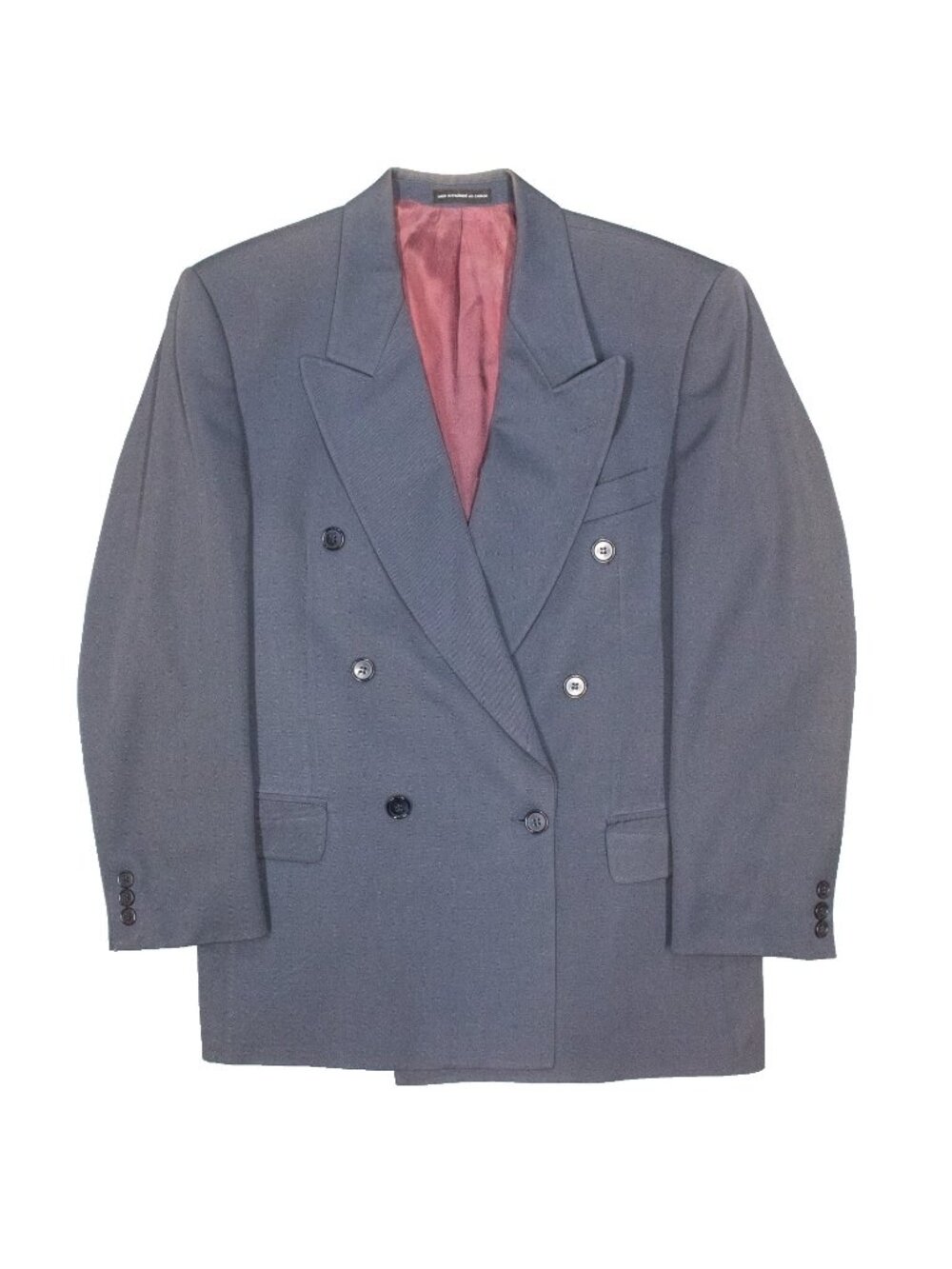 Vintage Moores Double-Breasted Blazer Gabardine Wool Sport Coat Canada Blue 40S